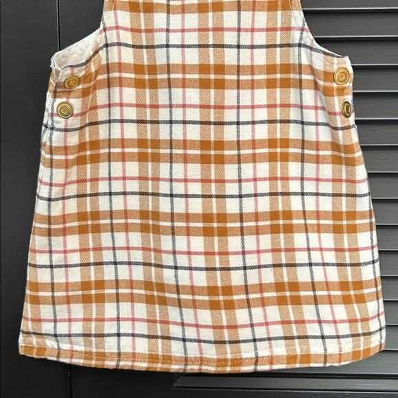 Tahari Girl’s Brown and White Plaid Overall Dress, Size 4T - Picture 4 of 10